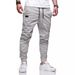 Four Seasons Straight Pants Men's Casual Sports Cotton Tethered Foot Tie Wear-resistant Overalls_viptrois.com