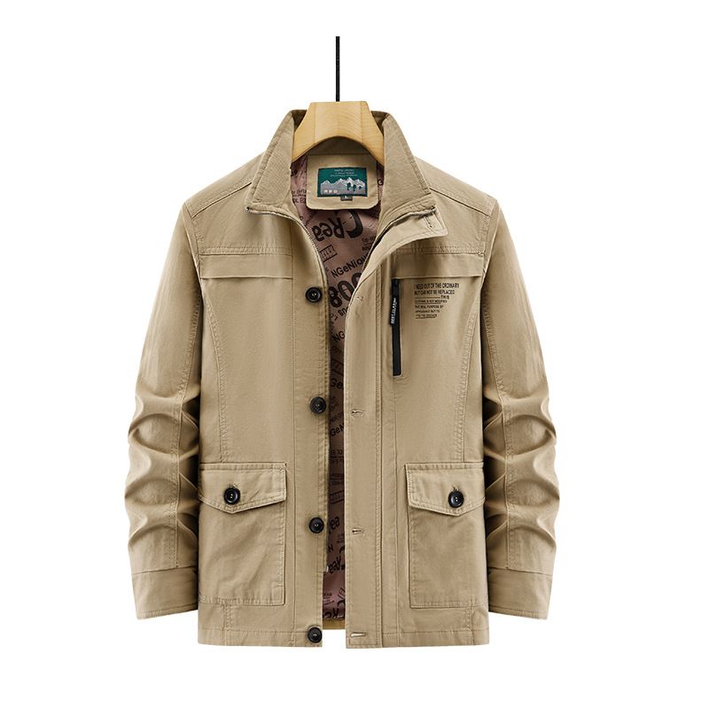 Men’s Workwear Jacket – 95% Cotton, Lightweight, Multi-Pocket Utility Coat (Khaki/Army Green/Black, M-6XL, Breathable & Slim Fit)_viptrois.com
