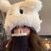 Autumn And Winter Versatile Cute Cartoon Funny Little Dog Long Plush Women's Fashionable Korean Ear Protection Hat_viptrois.com