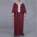 Men's Clothing Long Shirt Casual Youth Ordinary Black Muslim Embroidered Robe _viptrois.com