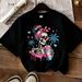 Unisex Día Muertos Halloween - Diseño De Calavera Femenina Con Detalles Festivos Flores, Bow, Bebidas,Camiseta Hombre/_viptrois.com