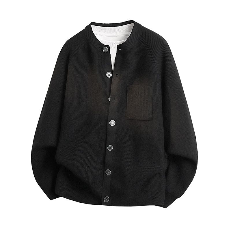 Men's Chunky Knit Cardigan Sweater Oversized Cotton Wool Blend Open Front Coat, Minimalist Style For Fall & Spring (Grey, Black, Red, Khaki, Green)_viptrois.com