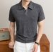 Men's Short Sleeve Knit Polo Shirt, Textured Stripe & Seagull Collar Design, Breathable Summer Casual Top_viptrois.com