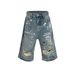 Men's Clothing Men's And Women's Spring And Summer New Ripped Shorts Men And Women's Same Style Hand Painted Graffiti Hole Seven Point Jeans_viptrois.com