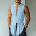 Men's Clothing V Neck Sleeveless Strap Design Vest Fashion Lace Up Design Top_viptrois.com