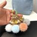 Bag Charm Small Fresh Flower Pompom Car Keychain Colorful Candy Ball Pearl Bag Pendant Earphone Bag Pendant Accessories_viptrois.com