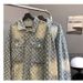 Men's Clothing Fashion Brand Retro Washed Distressed Jacquard Denim Jacket Loose Casual Versatile Full Print Couple Jacket_viptrois.com