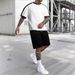 Men's Sports Round Neck T Shirt Set Color Matching Casual Running Short Sleeve_viptrois.com
