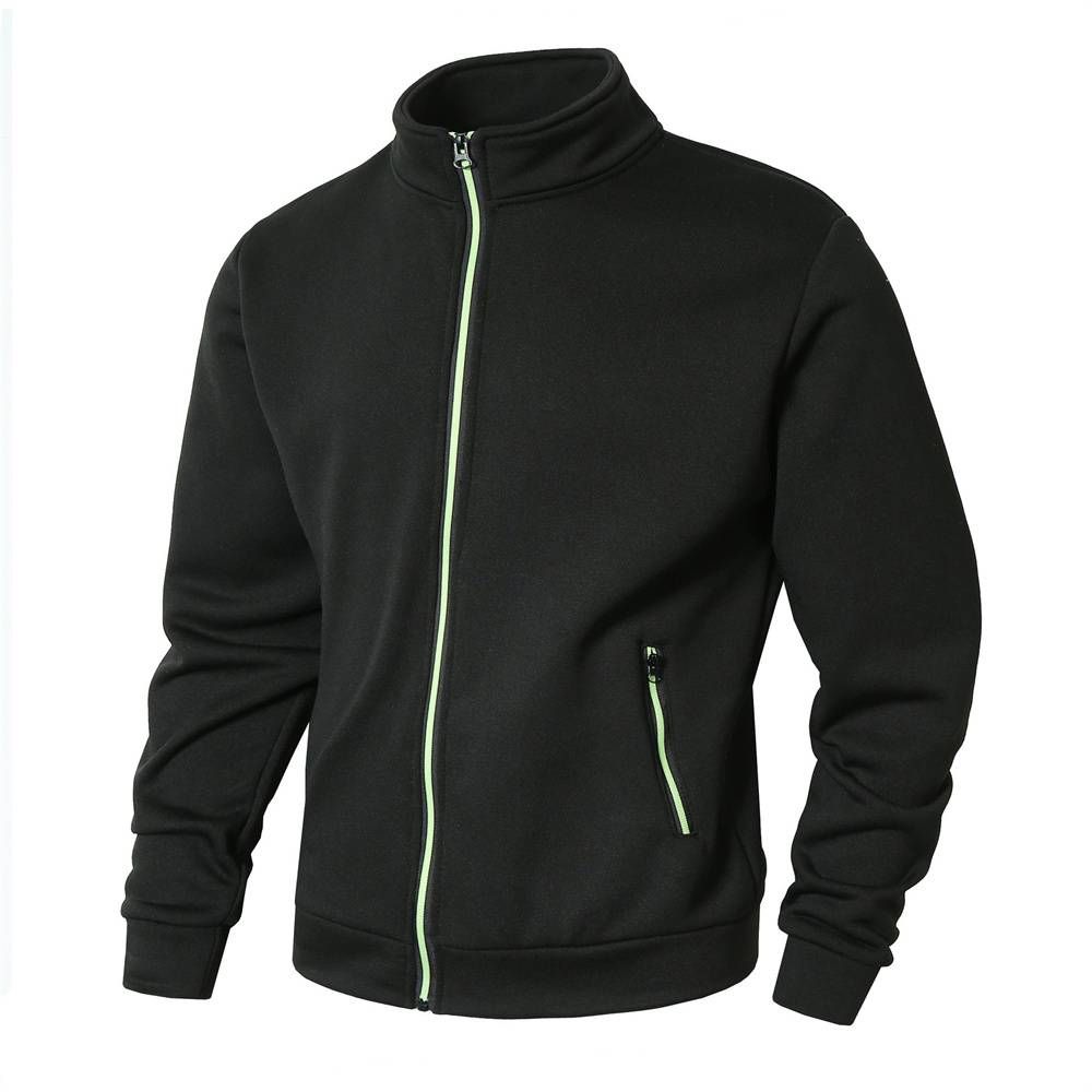 Spring Autumn 2025 Fashion Zip-Up Sport Outerwear Jacket Men's Stand Collar Pure Color Long Sleeve Casual Slim Zipper Fleece Sweatshirts_viptrois.com