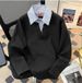 Men's Layered Collar Sweatshirt – Streetwear Mock Shirt Pullover With Contrast Stitching (Black/Grey, S-3XL)_viptrois.com