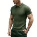 2026 New Model POLO Shirt Short-Sleeve Knitted T-Shirt Men's Collarless Open-Worked Texture Vintage Style_viptrois.com
