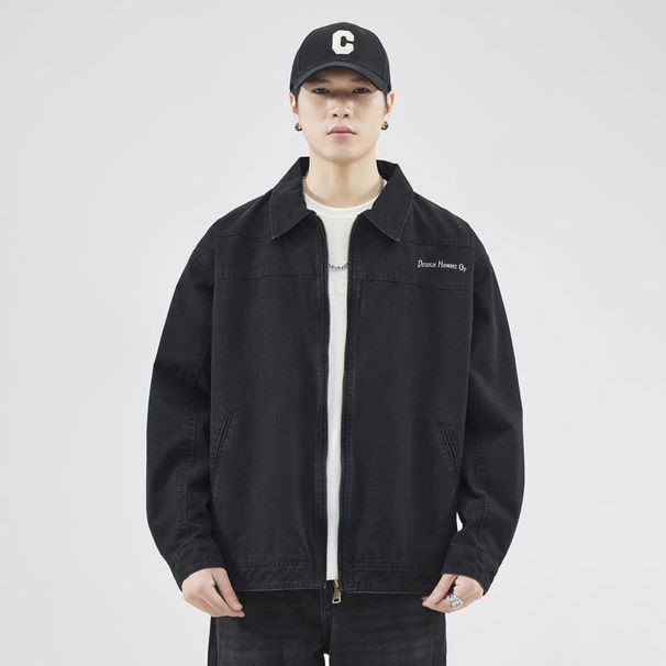 2023 Autumn American Retro Turn-down Collar Washed Mountain Style Outdoor Trendy High Street Flight Jacket_viptrois.com