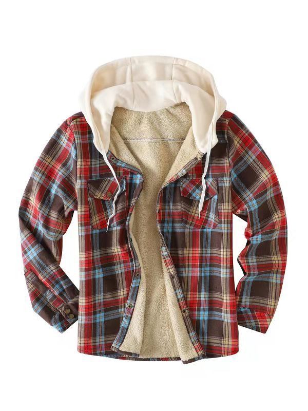 Pulse 2021 Foeign Tade New Euopean And Ameican Men's Hooded Fleece-Lined Shit Jacket Independent Station_viptrois.com