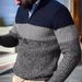 Loom Loom Cross-Border Sweater Knitwear And American Fashion Pullover Color Block Half-Zip Casual European Size Men's_viptrois.com