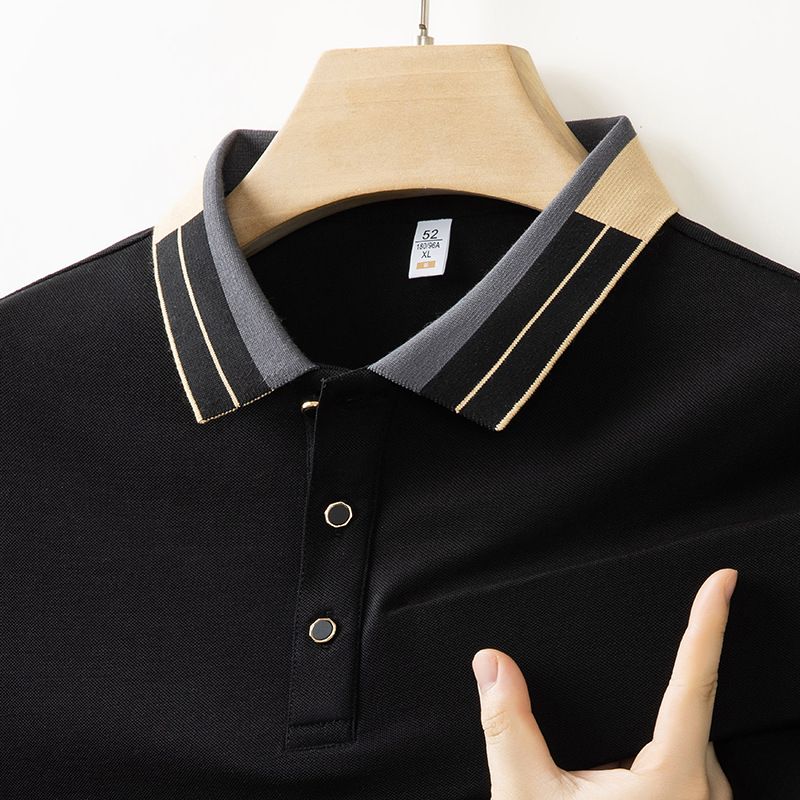 Men's Clothing Short Sleeved Polo Shirt Summer New Style Lapel Business Casual All Match Middle Aged Loose T Shirt Can Be Sent On Behalf Of_viptrois.com