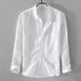 Men's Clothing Linen Shirt Long Sleeved Shirt Casual Lapel Solid Color Loose Breathable Linen Shirt_viptrois.com