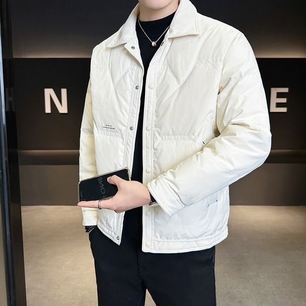 Nordmann 2025 Winter New Men's Fashion Casual Single-Breasted Turn-Down Collar Simple Youth Down Jacket Coat_viptrois.com