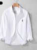 Men's Clothing Casual Cotton Long Sleeve Shirt Simple And Versatile Cartoon Embroidery Trendy Slim Shirt Men_viptrois.com