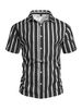 Men's Summer Vertical Striped Short Sleeve Shirt Casual Button Down Beach Shirts_viptrois.com