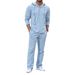 Men's Linen Hooded Shirt & Pants Set - Relaxed Fit Casual Outfit For Spring & Autumn (Beige/Gray, S-XXL) | Breathable Natural Fiber Lounge Wear_viptrois.com
