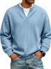 Men's Waffle-Knit Mock Layered Tee – Oversized Drop-Shoulder Long Sleeve Shirt In Lavender/Mint/Wine/Light Grey/Black/Navy/Cream/Blue (7XL Sizing)_viptrois.com