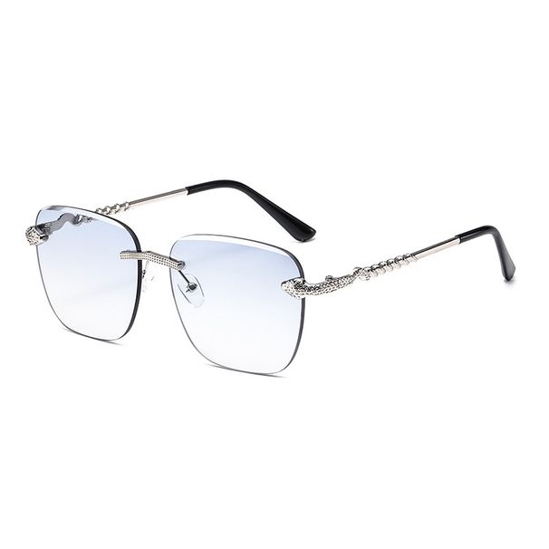 Fashionable Frameless Square Sunglasses With UV400 Protection - Trendy Snakehead Design For Men & Women (Black Lens)_viptrois.com
