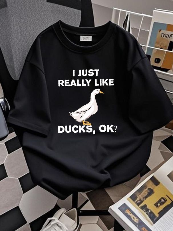 I Love Ducks Geese Pond Bird T-Shirt Funny Joke Tshirt Gift Summer Breathable Top For Everyday Wear Fashion Stylish Comfortable Homme Casual Soft_viptrois.com