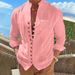 Men's Clothing Cuban Style Retro Cotton And Linen Casual Loose Long Sleeve Shirt_viptrois.com