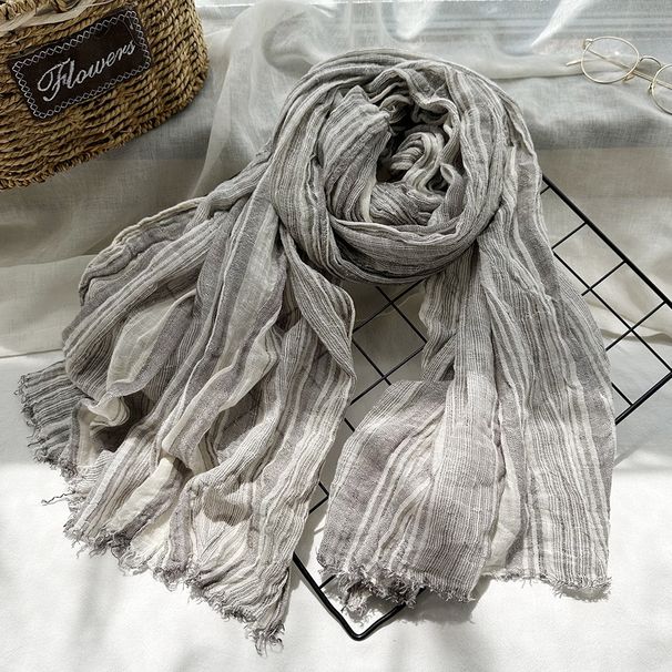 Unisex Scarf Women's striped shawl naturally wrinkled men's scarf_viptrois.com
