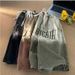 Men's Brown Gradient Drawstring Denim Shorts High Street Trendy Mid Length Retro Loose Straight Leg Unique Youthful Style_viptrois.com