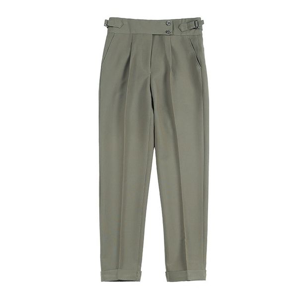 Naples High Waisted Straight Leg Men's Casual Suit Trousers Style Slim Fit Business Wrinkle Free Summer Pants_viptrois.com