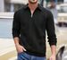 Men's Casual Zip-Up Hoodie With Stand Collar - Lightweight Pullover Sweatshirt For Fall & Spring (Black, Khaki, Dark Gray, White)_viptrois.com