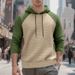 Men's Hooded Sweatshirt Fall Winter Pullover Casual Loose Fit Raglan Sleeve Color Block Jacquard Small Check Pattern_viptrois.com
