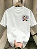 100% Cotton Men Oversized T-shirt Rainbow Gradient ABC Monogram With Stripes Print Crew Neck Short Sleeve Streetwear Tee_viptrois.com