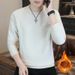 Men's Fleece Crew Neck Long Sleeve T-Shirt Thermal Sweater_viptrois.com