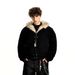 "Men's Winter Hooded Puffer Jacket With Faux Fur Trim – Thickened Polyester Coat In Black/Grey (Streetwear Style, Loose Fit)"_viptrois.com