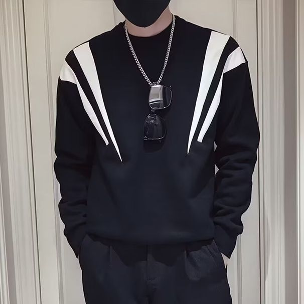 Soft Fleece Pullover Hoodie -Cozy Oversized Unisex Sweatshirt With Stand Collar & Slant Pockets, Trendy Loose Fit For Winter Casual Wear (Black/White)_viptrois.com