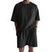 Men's Clothing Summer Fashion Casual Sports Suit Short Sleeved Shorts Comfortable Quick Drying Solid Color Embroidery Suit Two Pieces_viptrois.com