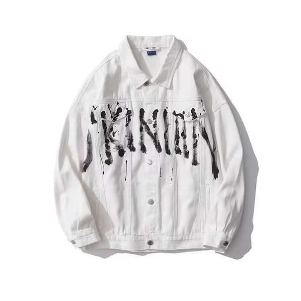 Men's Clothing American Retro Casual Versatile High Street Denim Jacket Trendy Brand Loose Ink Couple Jacket Top_viptrois.com