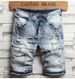 Men's Clothing Summer Denim Shorts Thin Stretch Medium Pants Ripped And Scratched Five Quarter Pants_viptrois.com