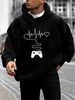 Men's Autumn And Winter Casual Fashionable Loose Hooded Sweatshirt Gamepad Print Warm Long Sleeved Pullover_viptrois.com