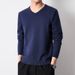 Chicken Heart V-neck Knitted Sweater, Warm Solid Color Base Sweater, Slim Fit Pullover, Thread Jacket_viptrois.com