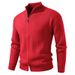 Men's Minimalist Stand Collar Cardigan Sweater (Oversized Knit Coat, Machine Washable, M-3XL, Beige/Grey/Black/Red/Khaki/Olive)_viptrois.com