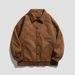 Men's Suede Fleece Jacket Winter Fashion Lapel Casual Coat Loose Fit Daily Wear Multi-Pocket Outerwear_viptrois.com