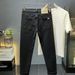 Men's Clothing New High End Black Nine Point Jeans Men's Slim Straight Trendy Brand Small Feet Casual Long Pants_viptrois.com