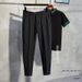 Men's Clothing Summer Casual Trousers Men's Ice Silk Slim Straight Trousers Nine Points Men's Advanced Drape Black Suit Trousers Men_viptrois.com