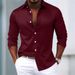 2027 Spring Summer Fashion Men Lapel Pure Color Single-Breasted Long Sleeve Casual Shirts S-3XL_viptrois.com