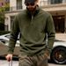 Cross-border American Winter Fleece Heavy Loose Outdoor Men's Thermal Stand-up Collar Semi-zipper Sports Bottoming Sweater_viptrois.com