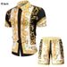 Men's Clothing Short-sleeved Court Retro Digital 3D Printed Shirt Shorts Suit_viptrois.com