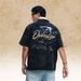 Washed Vintage-style Large Print Short-sleeve Polo T-shirt High Street Pure Cotton_viptrois.com